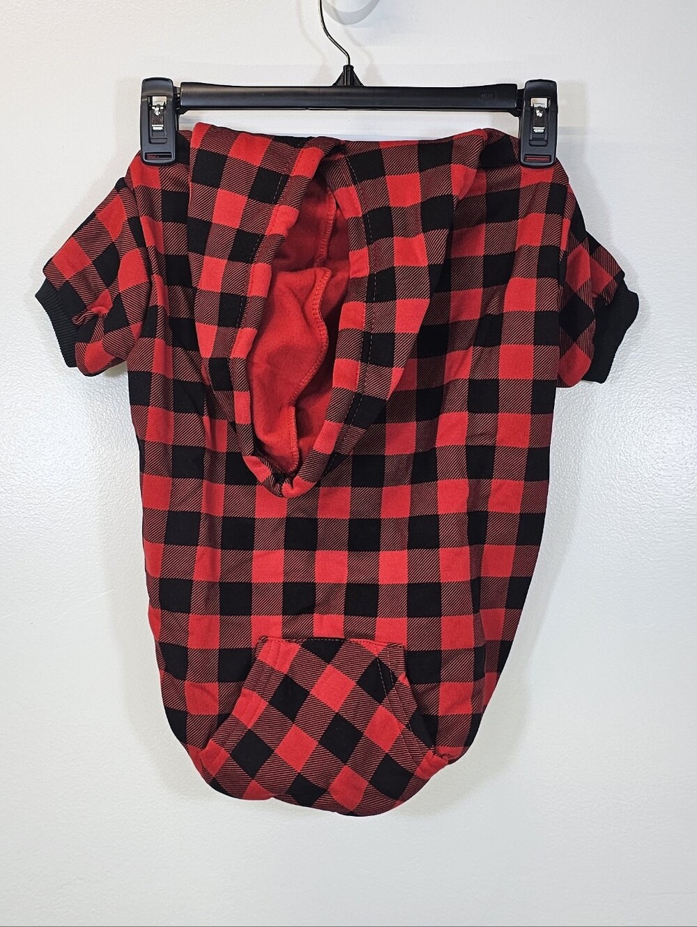 Red and Black Buffalo Plaid Dog Hooded Sweatshirt